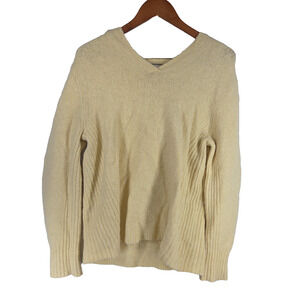 Lane Bryant Pullover Sweater Womens Yellow 22/24 Wool Cable Knit Hooded Cold